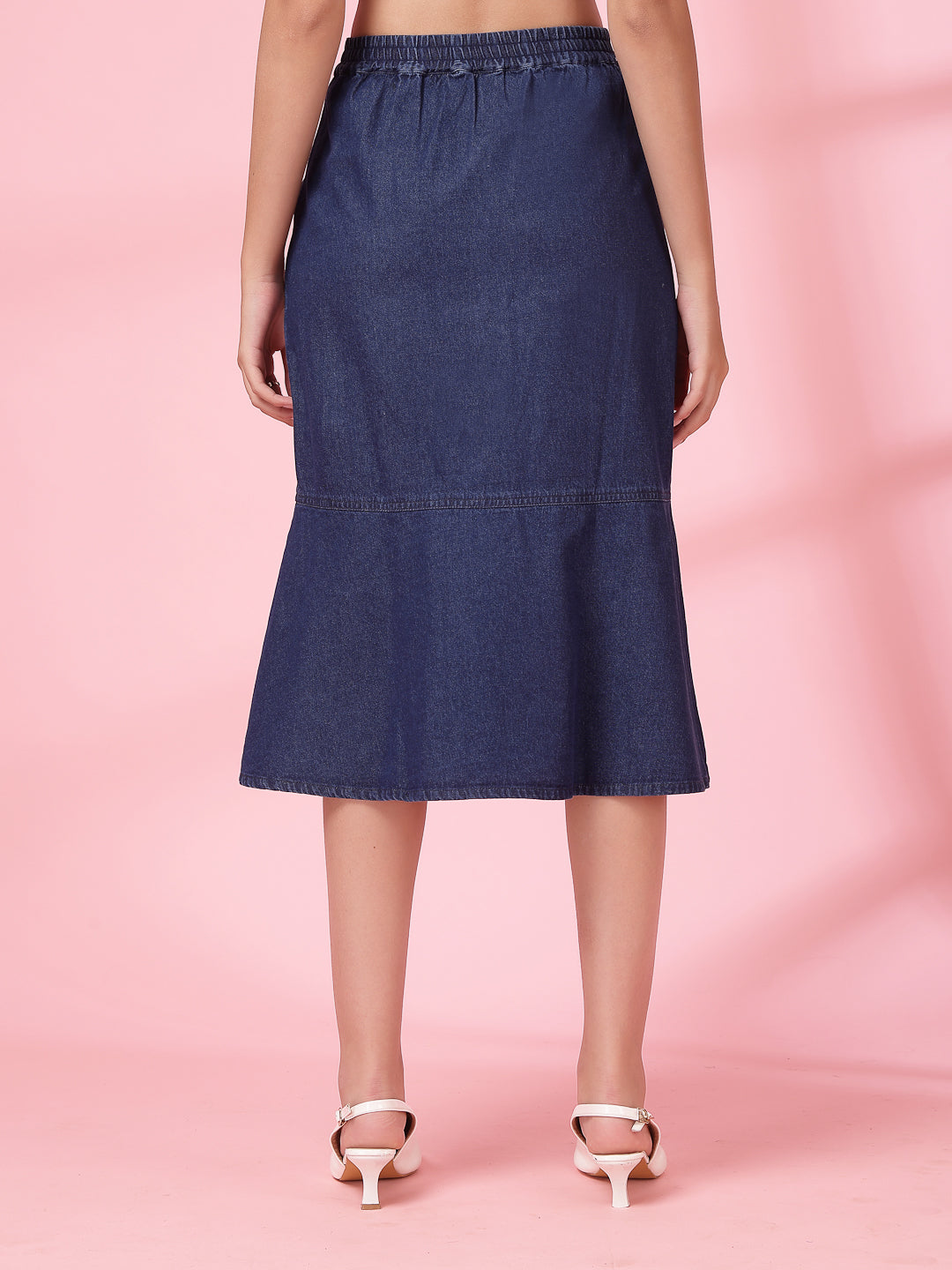 Women’s Denim Blend Midi Trumpet Skirt