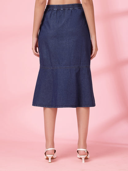 Women’s Denim Blend Midi Trumpet Skirt