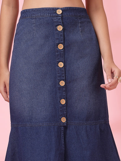 Women’s Denim Blend Midi Trumpet Skirt
