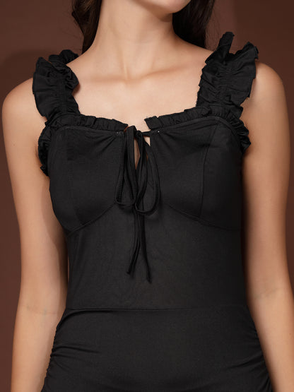 Women’s Ruffled Organic Cotton Bodycon Mini Dress