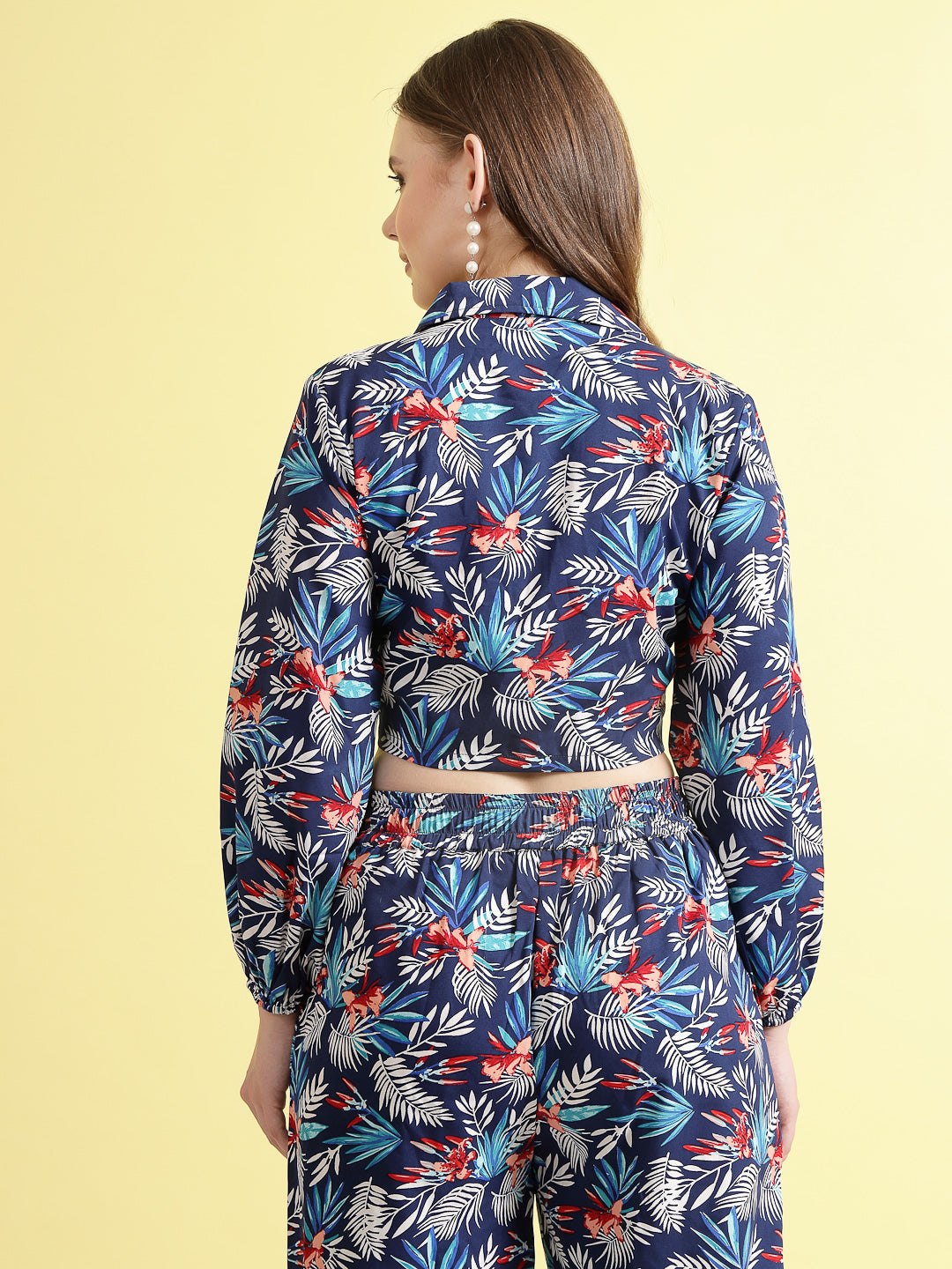 Women’s Floral Printed Lapel Collar Top