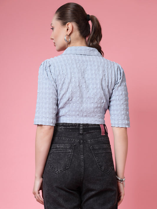 Women’s Self Design Lapel Collar Top