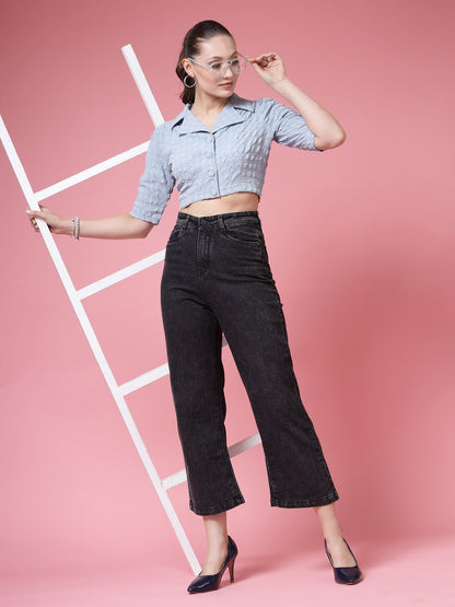 Women’s Self Design Lapel Collar Top