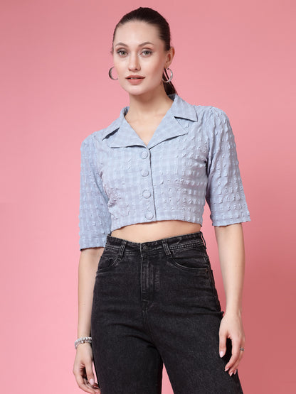 Women’s Self Design Lapel Collar Top