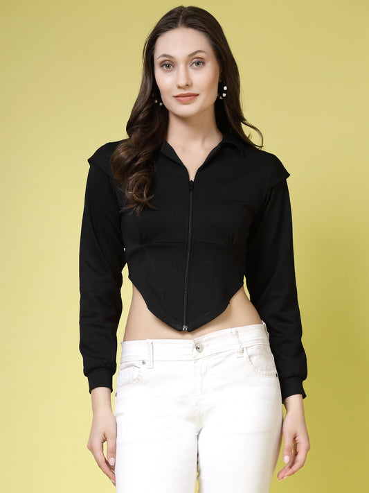 Women’s Solid Shirt Collar Organic Cotton Top