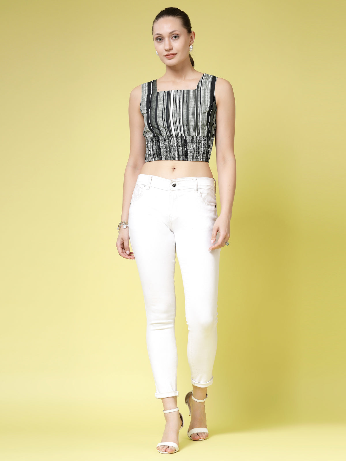 Women’s Vertical Striped Square Neck Top