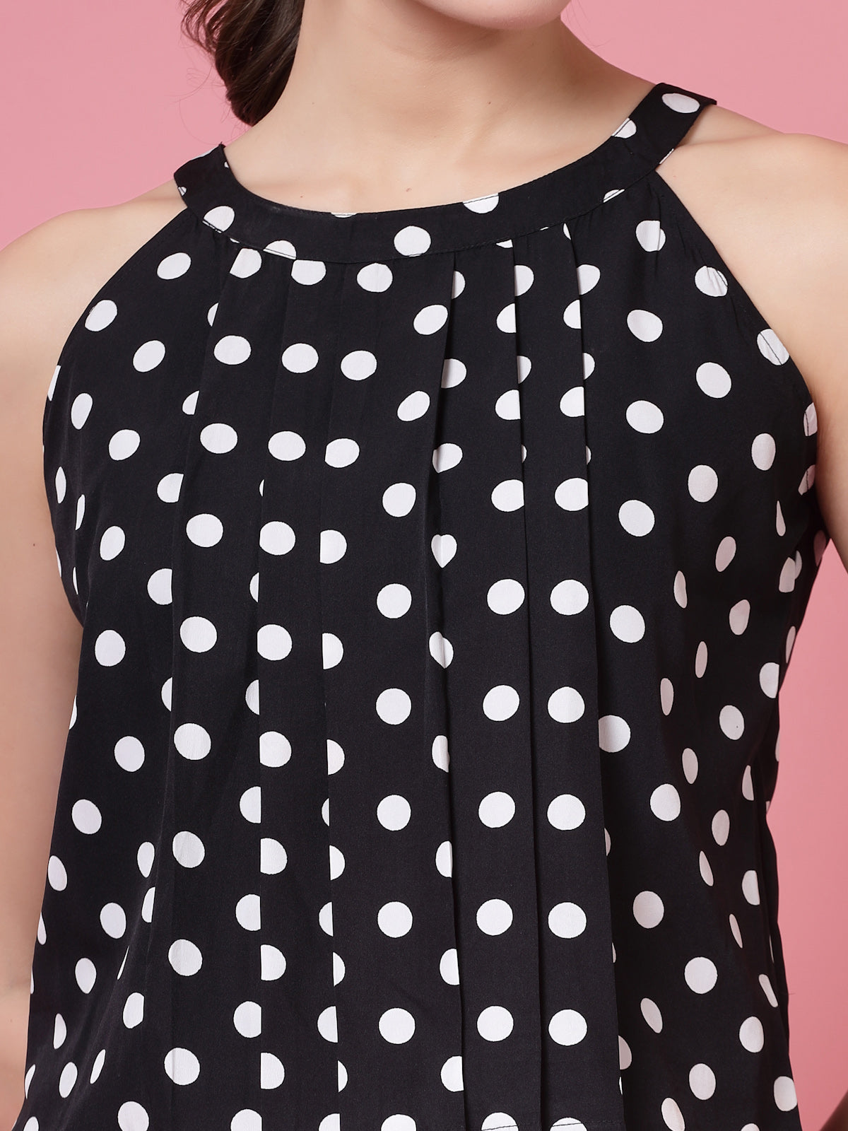 Women’s Polka Dots Printed Round Neck Top