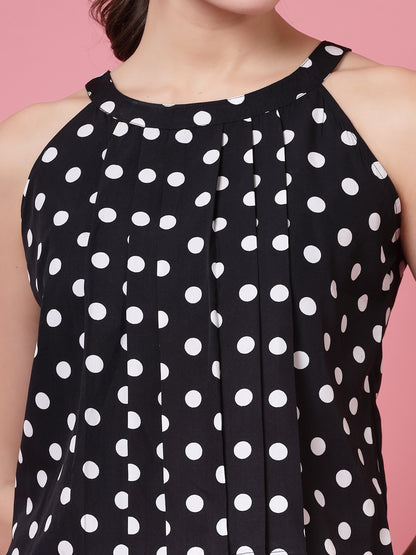 Women’s Polka Dots Printed Round Neck Top