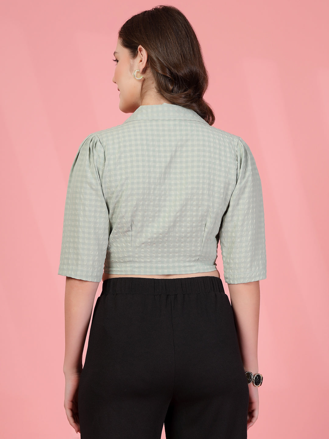 Women’s Checked Shirt Collar Co-Ords Set