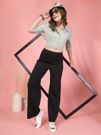 Women’s Checked Shirt Collar Co-Ords Set
