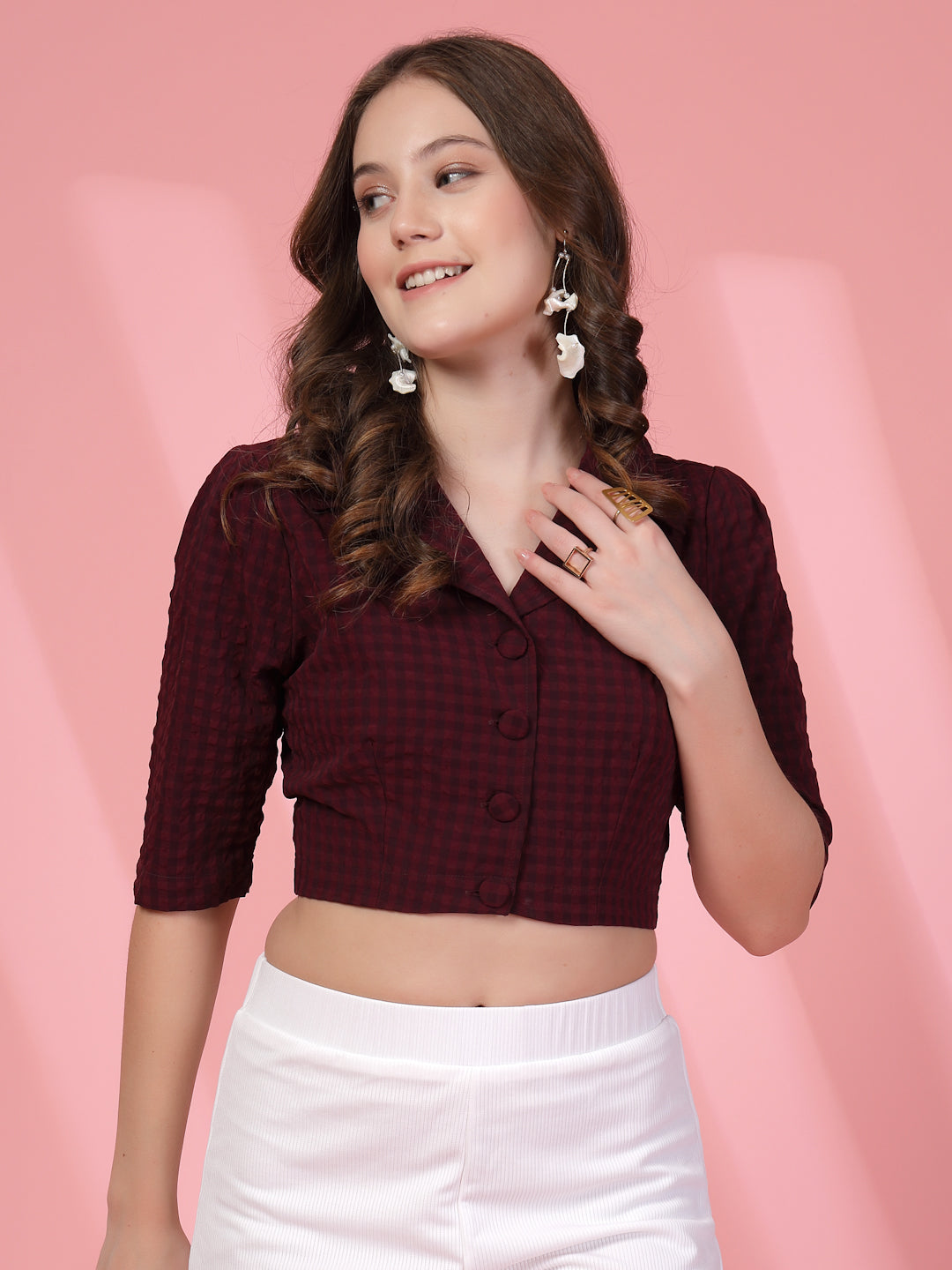 Checked Shirt Style Crop Top | Being Naughty