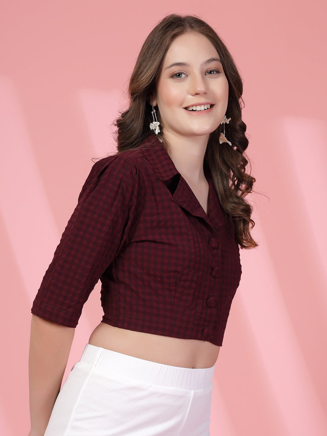 Checked Shirt Style Crop Top | Being Naughty