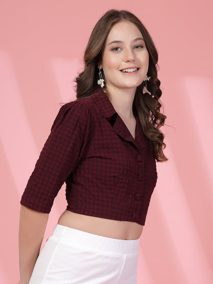 Checked Shirt Style Crop Top | Being Naughty