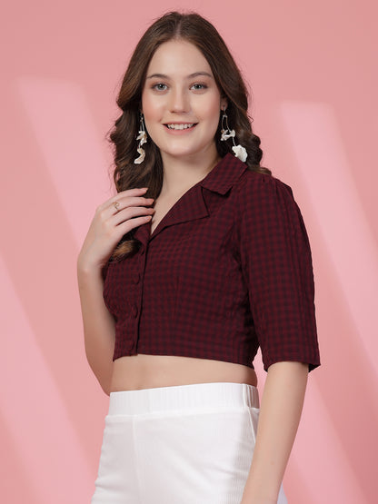 Checked Shirt Style Crop Top | Being Naughty