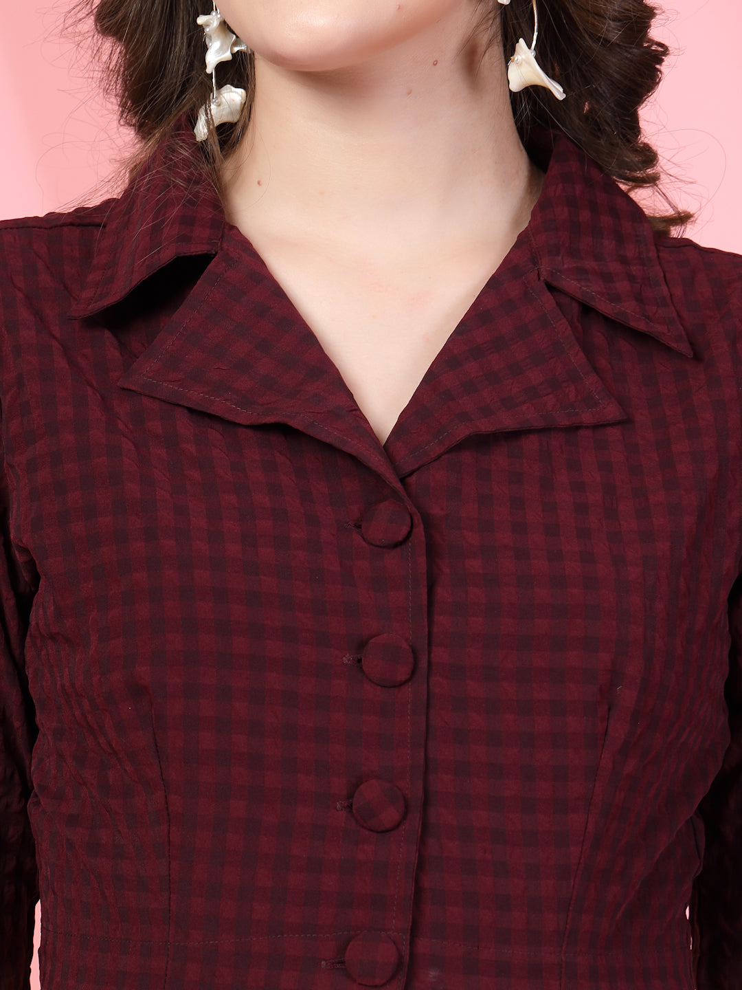 Checked Shirt Style Crop Top | Being Naughty