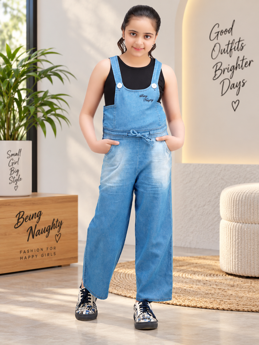 Girls Ankle-Length Dungaree with T-Shirt